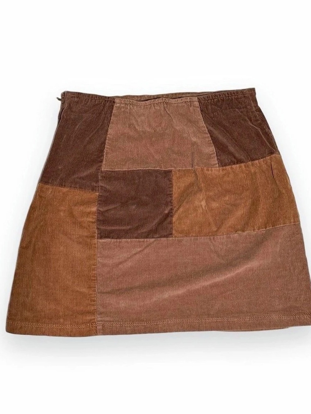 Hollister Ultra High-Rise Patchwork Corduroy Mini Skirt Brown XS